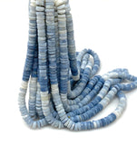 16” Blue Opal Faceted Heishi Beads, Shaded Blue Opal Tyre Shape Gemstone Beads, Bulk Wholesale Beads, Blue Opal Beads