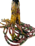 14.5" Natural Tourmaline Gemstone Beads, Watermelon Color Tourmaline Beads, Jewelry Supplies, Wholesale Beads, Faceted Heishi Beads