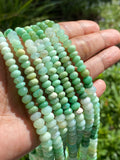 16” Natural Chrysoprase Faceted Rondelle Beads, Chrysoprase Gemstone Beads, Bulk Wholesale Beads