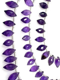 Amethyst Marquise Faceted Briolette Beads, Amethyst Gemstone Beads, Jewelry Supplies for Jewelry Making, Bulk Wholesale Beads, 8" Strand