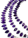 Amethyst Marquise Faceted Briolette Beads, Amethyst Gemstone Beads, Jewelry Supplies for Jewelry Making, Bulk Wholesale Beads, 8" Strand