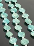15 Pcs Amazonite Fancy Diamond Shape Beads, Peruvian Amazonite Gemstone Beads for Jewelry Making, 9mm - 10mm