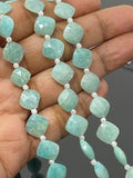 15 Pcs Amazonite Fancy Diamond Shape Beads, Peruvian Amazonite Gemstone Beads for Jewelry Making, 9mm - 10mm