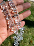 19 Pcs Clear Crystal Quartz Fancy Faceted Drop Beads, Clear Crystal Quartz Gemstone Beads for Jewelry Making, 11x7.5mm - 14x8mm