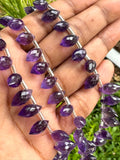 Amethyst Marquise Faceted Briolette Beads, Amethyst Gemstone Beads, Jewelry Supplies for Jewelry Making, Bulk Wholesale Beads, 8" Strand