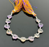 11 Pcs Ametrine Faceted Heart Shape Beads, Ametrine Gemstone Beads, Bulk Wholesale Beads, 9mm - 10mm
