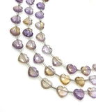 11 Pcs Ametrine Faceted Heart Shape Beads, Ametrine Gemstone Beads, Bulk Wholesale Beads, 9mm - 10mm