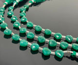 11 Pcs Green Onyx Gemstone Beads, Green Onyx Faceted Heart Shape Wholesale Bulk Beads, , 9mm - 10mm