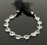 12 Pcs Clear Crystal Quartz Faceted Heart Shape Beads, Clear Crystal Quartz Gemstone Beads, 9mm - 10mm