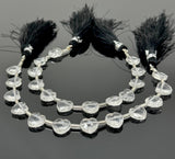 12 Pcs Clear Crystal Quartz Faceted Heart Shape Beads, Clear Crystal Quartz Gemstone Beads, 9mm - 10mm
