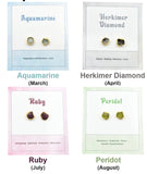 Raw Birthstone Electroplated Stud Earrings, Gold Plated over Silver Gemstone Stud Earrings, Healing Crystal Rough Gemstone Studs