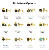 Raw Birthstone Electroplated Stud Earrings, Gold Plated over Silver Gemstone Stud Earrings, Healing Crystal Rough Gemstone Studs