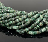 16" Natural Emerald Gemstone Beads, Faceted Emerald Heishi Tyre Beads, May Birthstone Jewelry Supplies, 5.5mm - 6mm