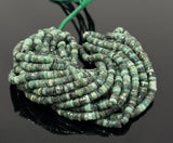 16" Natural Emerald Gemstone Beads, Faceted Emerald Heishi Tyre Beads, May Birthstone Jewelry Supplies, 5.5mm - 6mm