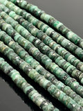 16" Natural Emerald Gemstone Beads, Faceted Emerald Heishi Tyre Beads, May Birthstone Jewelry Supplies, 5.5mm - 6mm