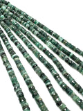 16" Natural Emerald Gemstone Beads, Faceted Emerald Heishi Tyre Beads, May Birthstone Jewelry Supplies, 5.5mm - 6mm