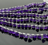 7.5" African Amethyst Trillion Shape Briolette Gemstone Beads, Wholesale Bulk Beads, AAA Quality Amethyst Fancy Beads