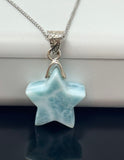 Larimar Star Pendant Necklace , Sterling Silver Larimar Necklace, Bohemian Jewelry, Natural Dominican Republic Larimar Pendant Necklace