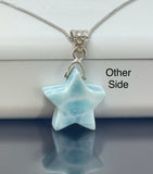 Larimar Star Pendant Necklace , Sterling Silver Larimar Necklace, Bohemian Jewelry, Natural Dominican Republic Larimar Pendant Necklace
