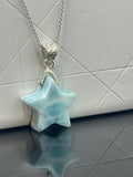 Larimar Star Pendant Necklace , Sterling Silver Larimar Necklace, Bohemian Jewelry, Natural Dominican Republic Larimar Pendant Necklace