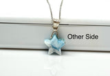 Larimar Necklace, Atlantis Healing Stone Necklace, Silver Bohemian Jewelry, Dominican Republic Larimar Star Jewelry Gifts, 1.25”x0.65”