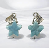 Larimar Star Pendant , Sterling Silver Hand Carved Larimar Pendant, Bohemian Jewelry, Natural Dominican Republic Larimar Pendant, 1.25”x0.60