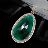 Emerald Diamond Pendant, May Birthstone Heart Chakra Healing Jewelry, Spiritual Crystal Jewelry, Handmade Silver Emerald Pendant Gifts