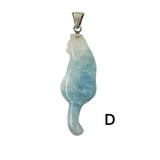 Larimar Cat Pendant, Handmade Large Larimar Gemstone Pendant, Dominican Republic Larimar Pendant Healing Stone AA+ Grade Blue Stone