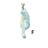 Larimar Cat Pendant, Handmade Large Larimar Gemstone Pendant, Dominican Republic Larimar Pendant Healing Stone AA+ Grade Blue Stone