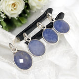 Sterling Silver Blue Sapphire Gemstone Pendant, September Birthstone Pendant, Spiritual healing Crystal Jewelry, Third Eye Chakra Balancing