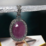Pink Sapphire Diamond Pendant, Silver Jewelry, Healing Crystal Gemstone Pendant, Spiritual Jewelry, Meditation September Birthstone Jewelry