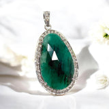 Emerald Diamond Pendant, May Birthstone Heart Chakra Healing Jewelry, Spiritual Crystal Jewelry, Handmade Silver Emerald Pendant Gifts