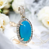 Turquoise Pendant, Genuine Sleeping Beauty Turquoise Diamond Pendant, Spiritual Healing Throat Chakra Gemstone Jewelry, December Birthstone