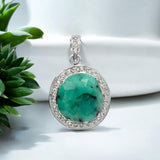 Emerald Diamond Pendant, Spiritual Healing Heart Chakra Jewelry, May Birthstone Gemstone Pendant, Pave Diamond Emerald Crystal Pendant Gift