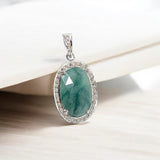 Natural Emerald Pave Diamond Pendant, Spiritual Healing Crystal Jewelry, Heart Chakra Balancing Gemstone Jewelry, May Birthstone Jewelry