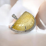 Citrine Diamond Pendant, Carved Citrine Gemstone Pendant, Spiritual Healing Crystal Jewelry, Solar Plexus Chakra November Birthstone Jewelry