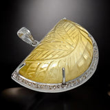 Citrine Diamond Pendant, Carved Citrine Gemstone Pendant, Spiritual Healing Crystal Jewelry, Solar Plexus Chakra November Birthstone Jewelry