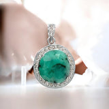 Emerald Diamond Pendant, Spiritual Healing Heart Chakra Jewelry, May Birthstone Gemstone Pendant, Pave Diamond Emerald Crystal Pendant Gift