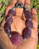 Natural Ruby Pave Diamond Bracelet, Ruby Gemstone Bracelet, Spiritual Jewelry, Healing Crystal Bracelet, Chakra Jewelry, July Birthstone