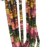 13.5" Natural Tourmaline Beads, Gemstone Beads, Watermelon Color Tourmaline Beads, Jewelry Supplies, Wholesale Beads, Heishi Beads