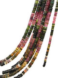 13.5" Natural Tourmaline Beads, Gemstone Beads, Watermelon Color Tourmaline Beads, Jewelry Supplies, Wholesale Beads, Heishi Beads