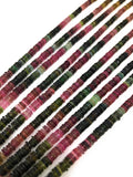 13.5" Natural Tourmaline Beads, Gemstone Beads, Watermelon Color Tourmaline Beads, Jewelry Supplies, Wholesale Beads, Heishi Beads