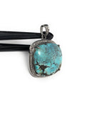 Turquoise Pendant, Sterling Silver Diamond Pendant, Tibetan Turquoise Pendant, Natural Genuine Gemstone Jewelry, Gifts for Her, DIY Pendant