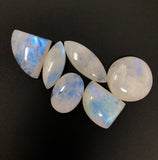 6Pcs Moonstone Gemstone Cabochons, Natural Rainbow Moonstone Cabochon Wholesale Lot, Wire Wrapping, Mix Shape Cabs, 20mm - 30mm