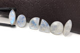 6Pcs Moonstone Gemstone Cabochons, Natural Rainbow Moonstone Cabochon Wholesale Lot, Wire Wrapping, Mix Shape Cabs, 20mm - 30mm