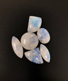 6Pcs Moonstone Gemstone Cabochons, Natural Rainbow Moonstone Cabochon Wholesale Lot, Wire Wrapping, Mix Shape Cabs, 20mm - 30mm