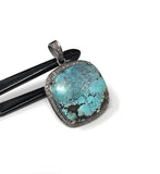 Turquoise Pendant, Sterling Silver Diamond Pendant, Tibetan Turquoise Pendant, Natural Genuine Gemstone Jewelry, Gifts for Her, DIY Pendant