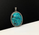 Sterling Silver Turquoise Pendant, Pave Diamond Pendant, Turquoise Pendant, Natural Gemstone Jewelry, Gifts for Her, DIY Pendant