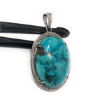 Sterling Silver Turquoise Pendant, Pave Diamond Pendant, Turquoise Pendant, Natural Gemstone Jewelry, Gifts for Her, DIY Pendant
