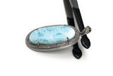 Larimar Pendant, Gemstone Pendant, Silver Pendant, Natural Larimar, Diamond Pendant, Pave Diamond Pendant, Sterling Silver Pendant, DIY